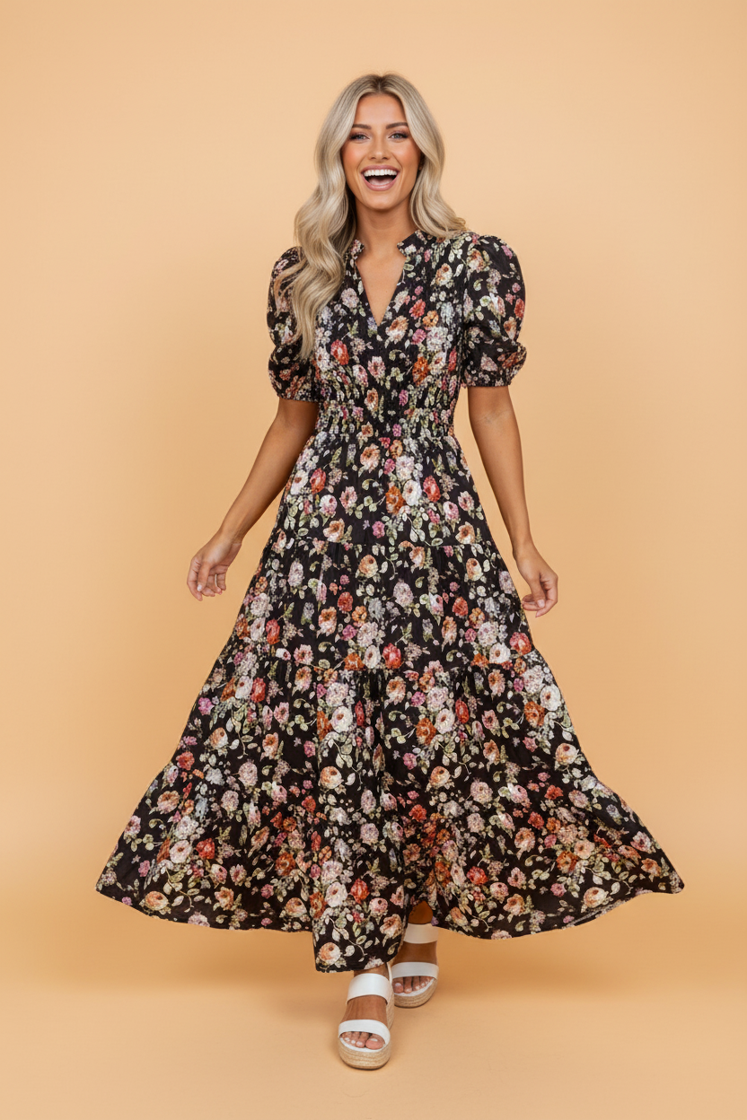 Moonlit Blooms Maxi Dress